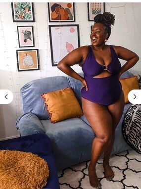 Purple One-Piece Swimsuit with Front Ring Cutout - Women’s Sz 20-22